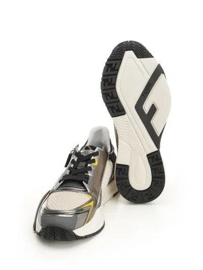 Fendi Streamlined Sneakers Featuring Contrast Panels
