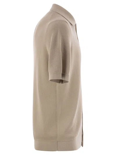 Peserico Polo Cardigan In Pure Cotton Yarn In Neutral