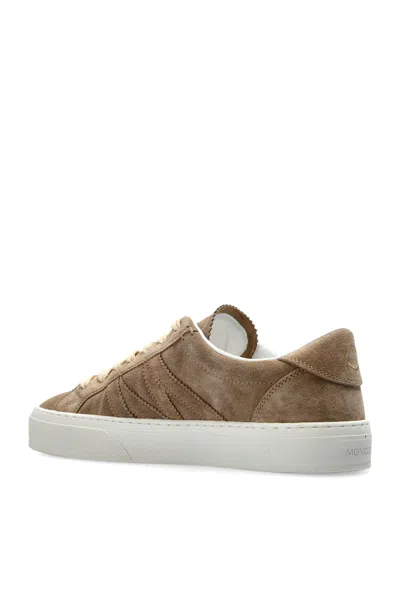 Moncler Monaco Suede Low-top Sneakers In Neutral