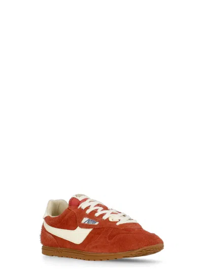 Autry Low Suede Leather Sneakers With Rubber Sole In Brown