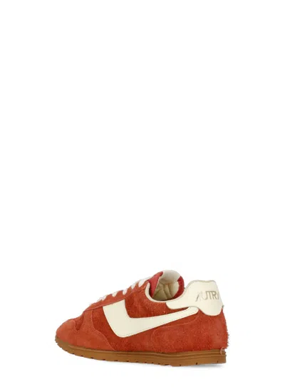 Autry Low Suede Leather Sneakers With Rubber Sole In Brown