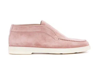 Santoni Loafers With Round Toe And Rubber Sole In Nude
