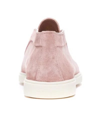 Santoni Loafers With Round Toe And Rubber Sole In Nude