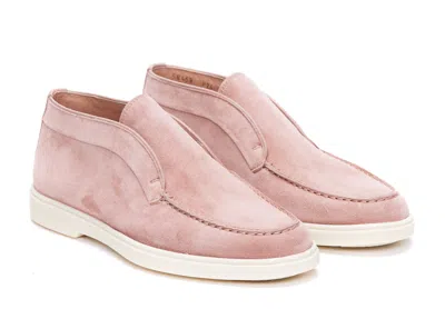 Santoni Loafers With Round Toe And Rubber Sole In Nude