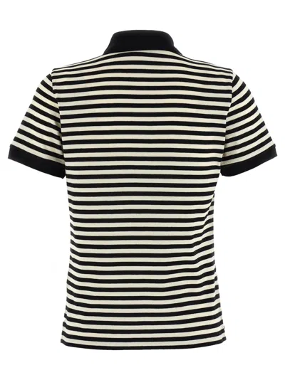 Moncler Striped Polo With Ribbed Cuffs In Multicolor