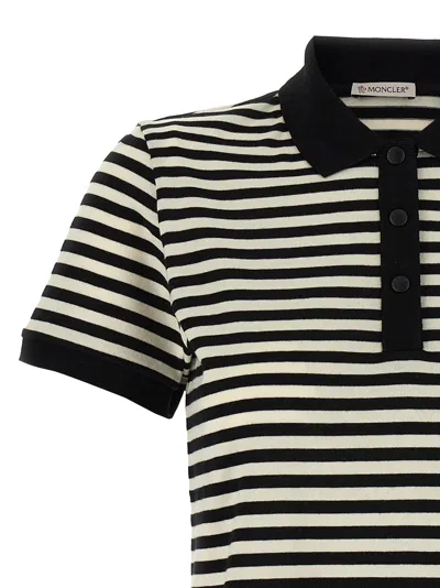 Moncler Striped Polo With Ribbed Cuffs In Multicolor