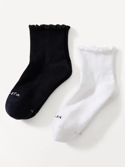 Athleta Ruffle Everyday Quarter Crew Sock 2-pack