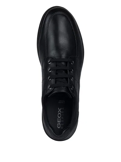 Geox Leitan Lace-up Leather Sneakers In Black