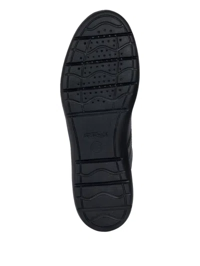 Geox Leitan Lace-up Leather Sneakers In Black