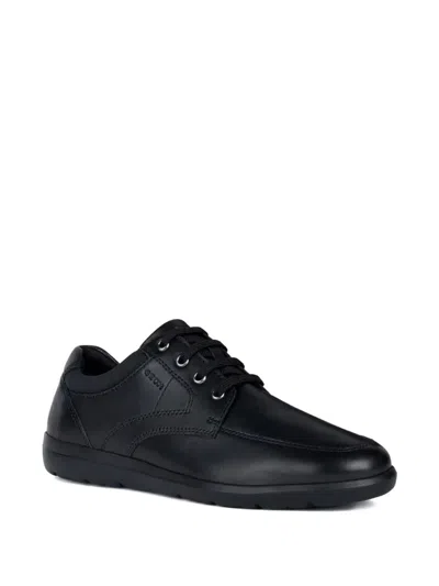 Geox Leitan Lace-up Leather Sneakers In Black