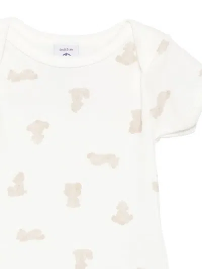 Petit Bateau Bear-print Bodysuits (pack Of Three) In White