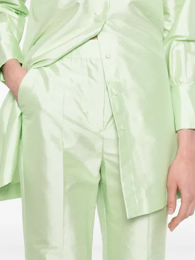 Max Mara Silk High-waisted Trousers In Green