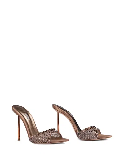 Le Silla 120mm Gilda Crystal-embellished Sandals In Neutral