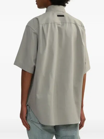 Fear Of God Mens Short-sleeve Oxford Cotton-blend Shirt Melange Slate In Gray