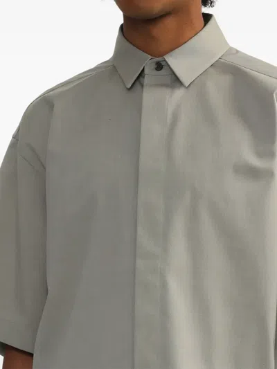Fear Of God Mens Short-sleeve Oxford Cotton-blend Shirt Melange Slate In Gray