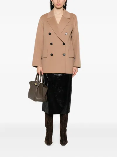 S Max Mara Double-breasted Coat In Brown