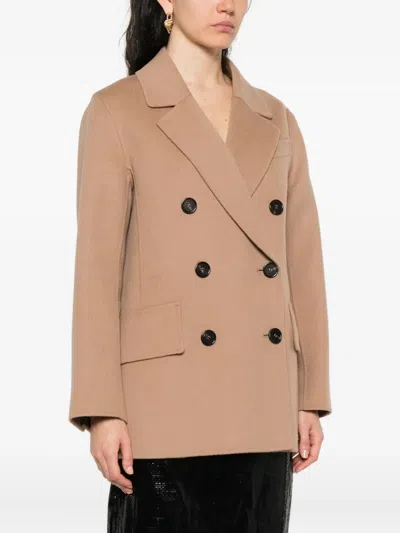 S Max Mara Double-breasted Coat In Brown