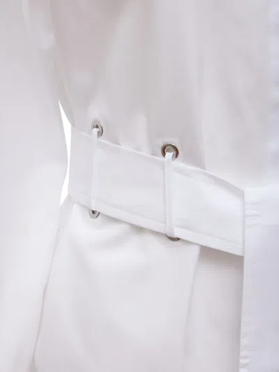 Max Mara Belted Button-up Long-sleeved Shirt In White