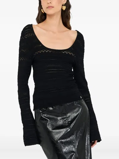 Liu •jo Openwork Jumper In Black