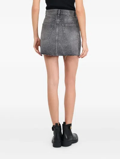 Liu •jo Denim Miniskirt With Studs In Gray