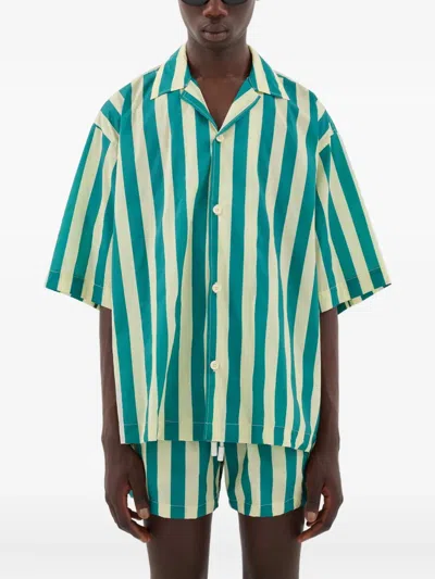 Sunnei Stripe Short-sleeve Shirt In Green