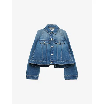 Loewe Womens Denim Blue Trapeze-fit Anagram-patch Denim Jacket