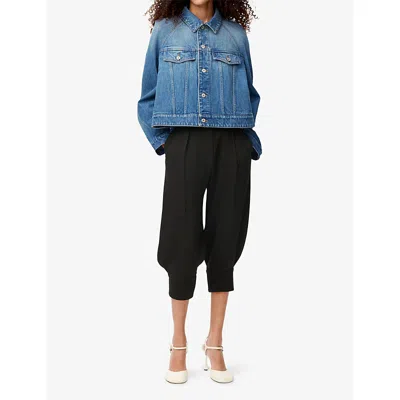 Loewe Womens Denim Blue Trapeze-fit Anagram-patch Denim Jacket