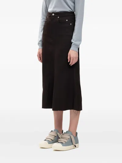 Rick Owens Godet Wool Skirt In Brown