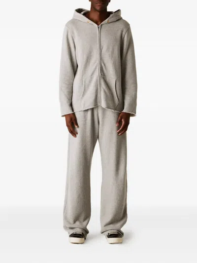 Les Tien Raw-edge Front-zip Hoodie In Gray
