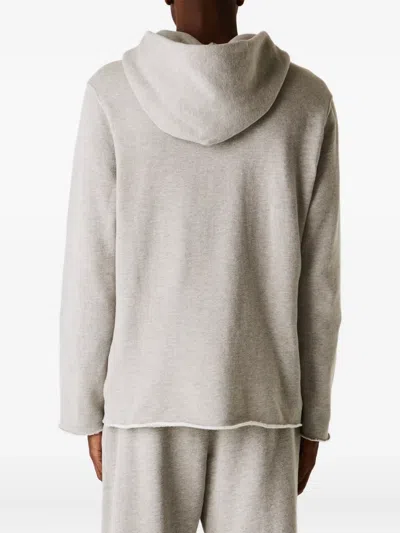 Les Tien Raw-edge Front-zip Hoodie In Gray