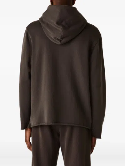 Les Tien Raw-edge Zip-up Hoodie In Brown