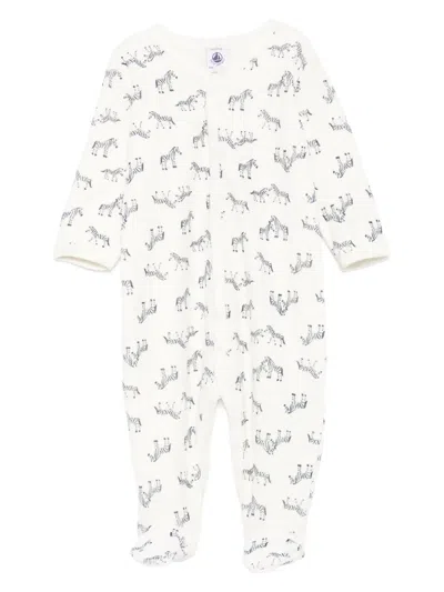 Petit Bateau Zebra-print Romper In White