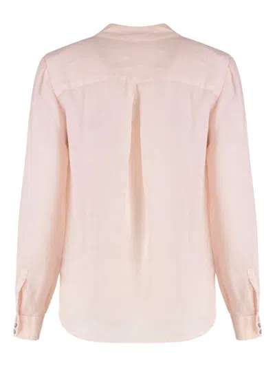 120% Lino Linen Blouse In Pink