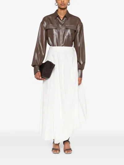 Brunello Cucinelli Metallic-effect Button-down Shirt In Brown
