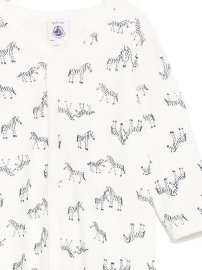 Petit Bateau Zebra-print Romper In White