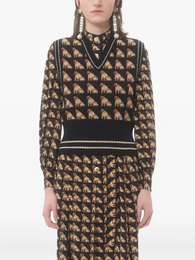 Valentino Wool Petit Charles Sweater Vest In Black