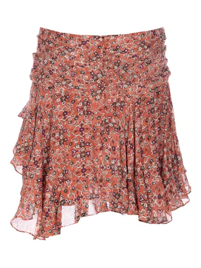 Isabel Marant Étoile Layered Ruffle Mini Skirt With Asymmetric Hem In Red