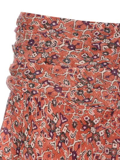 Isabel Marant Étoile Layered Ruffle Mini Skirt With Asymmetric Hem In Red