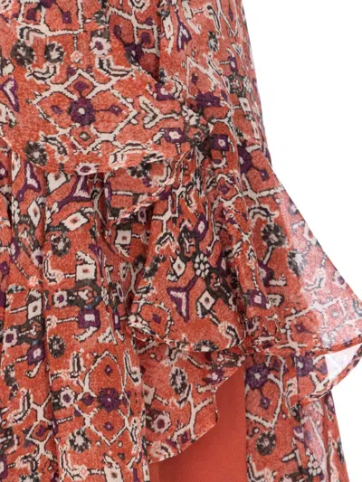 Isabel Marant Étoile Layered Ruffle Mini Skirt With Asymmetric Hem In Red