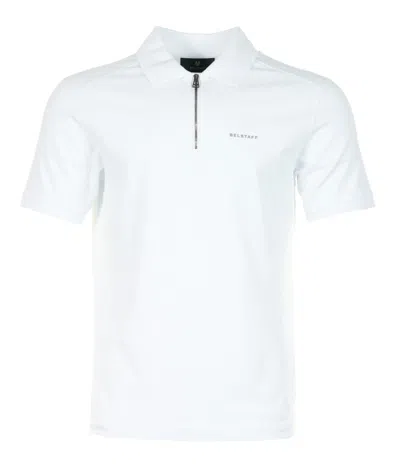 Belstaff Alloy Zip Short Sleeve Polo Shirt White In White