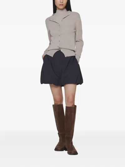 Amomento Fine-knit Button Cardigan In Gray