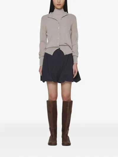 Amomento Fine-knit Button Cardigan In Gray