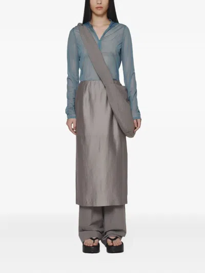 Amomento Dart-detailing Midi Skirt In Gray