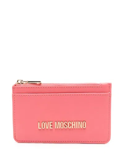 Love Moschino Logo-lettering Card Holder In Pink