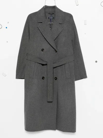 S Max Mara Belted Double-breasted Coat In Gray