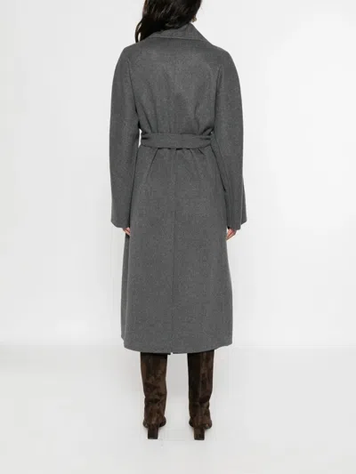 S Max Mara Belted Double-breasted Coat In Gray