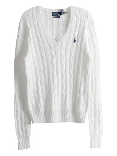 Polo Ralph Lauren Cable-knit V-neck Sweater In White