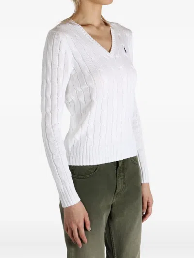 Polo Ralph Lauren Cable-knit V-neck Sweater In White