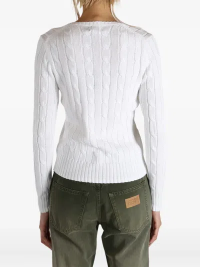 Polo Ralph Lauren Cable-knit V-neck Sweater In White