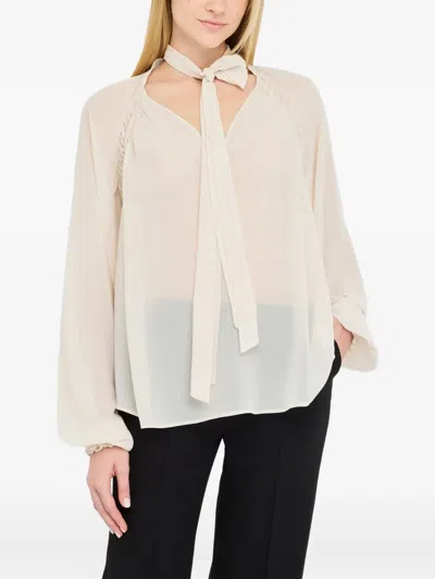 Liu •jo Georgette Blouse In Neutral